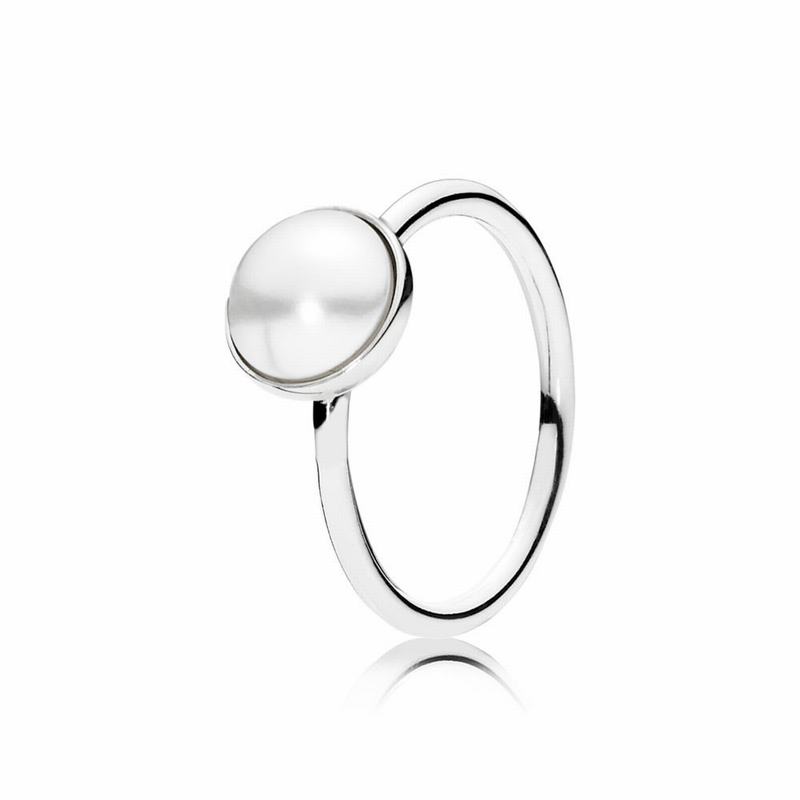 Pandora Luminous Droplet Stackable Ring - Sterling Silver/White/Crystal Pearl - Canada | AI5082NK